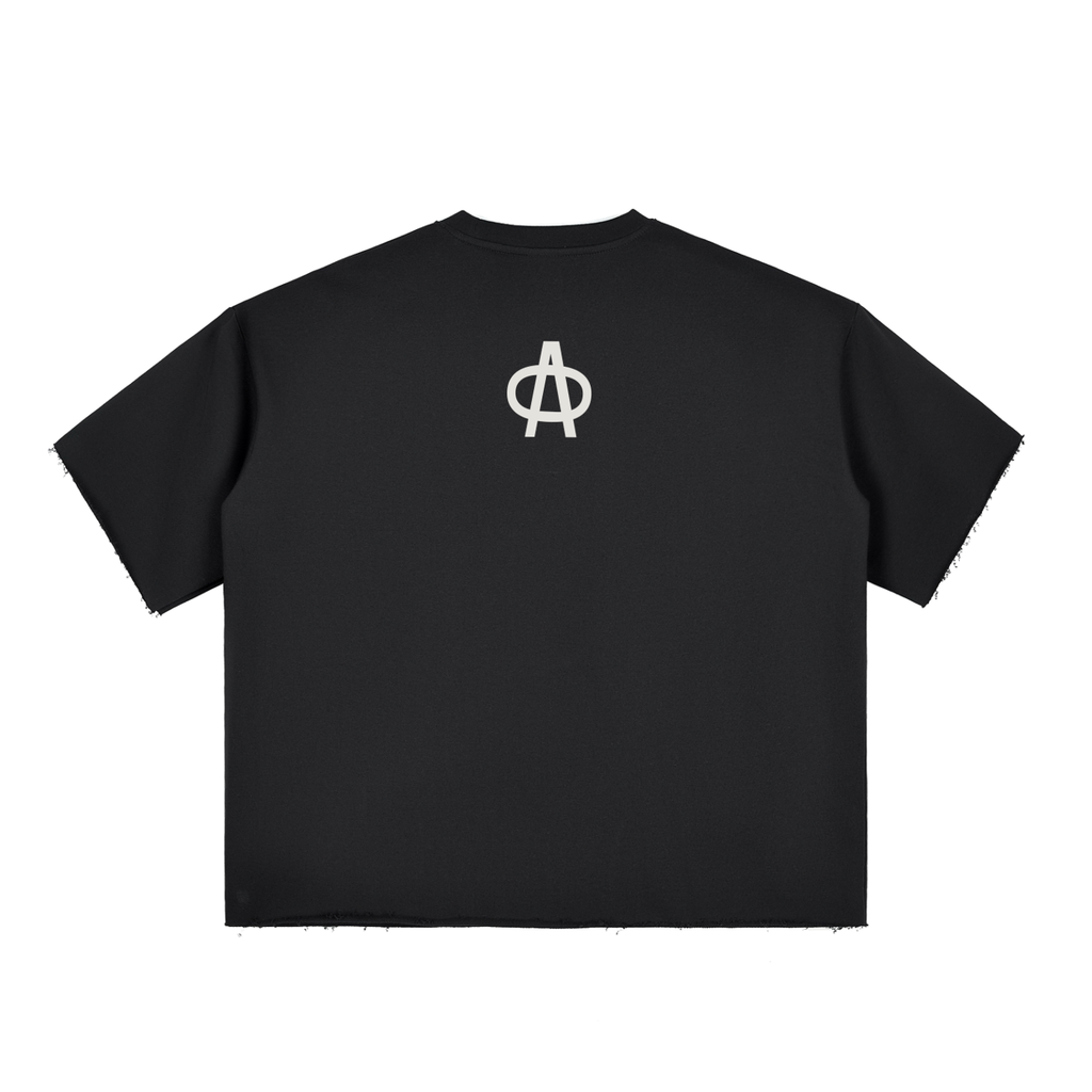 Boxy Half-Sleeve Raw-Edge T-Shirt