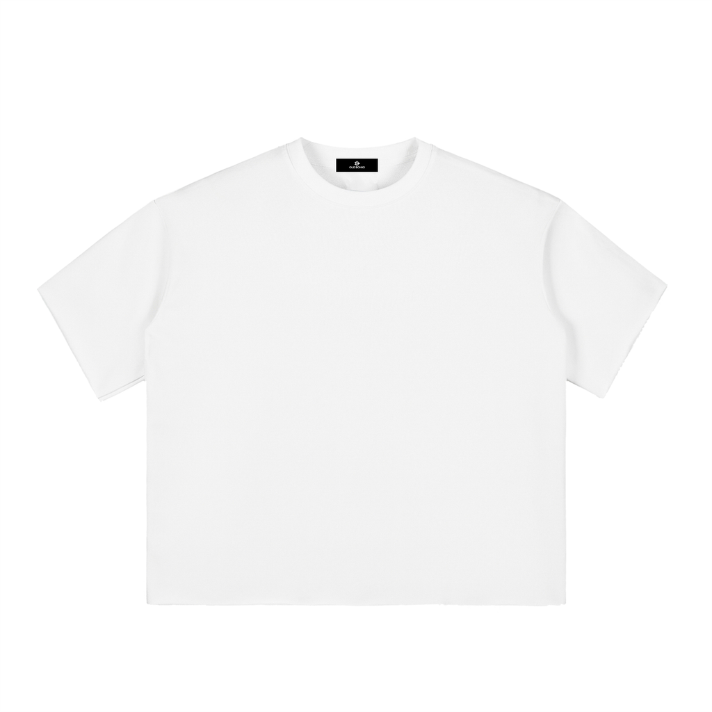Boxy Half-Sleeve Raw-Edge T-Shirt