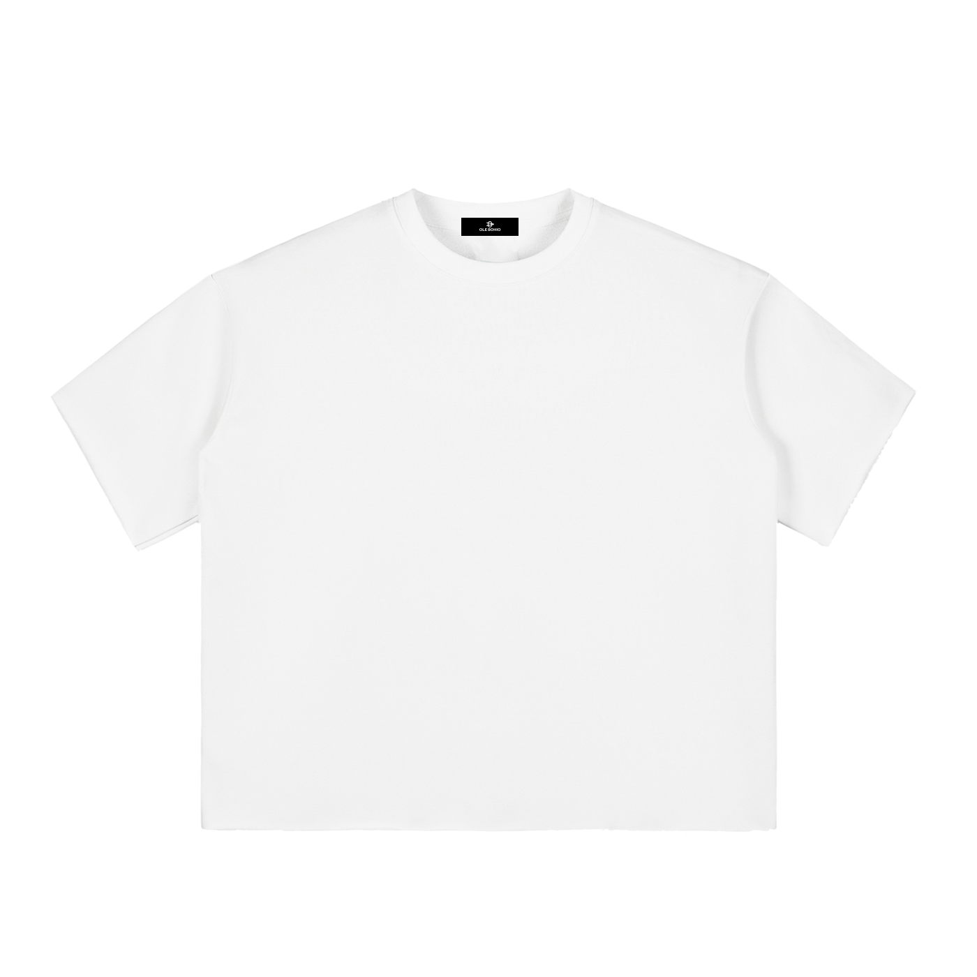 Boxy Half-Sleeve Raw-Edge T-Shirt