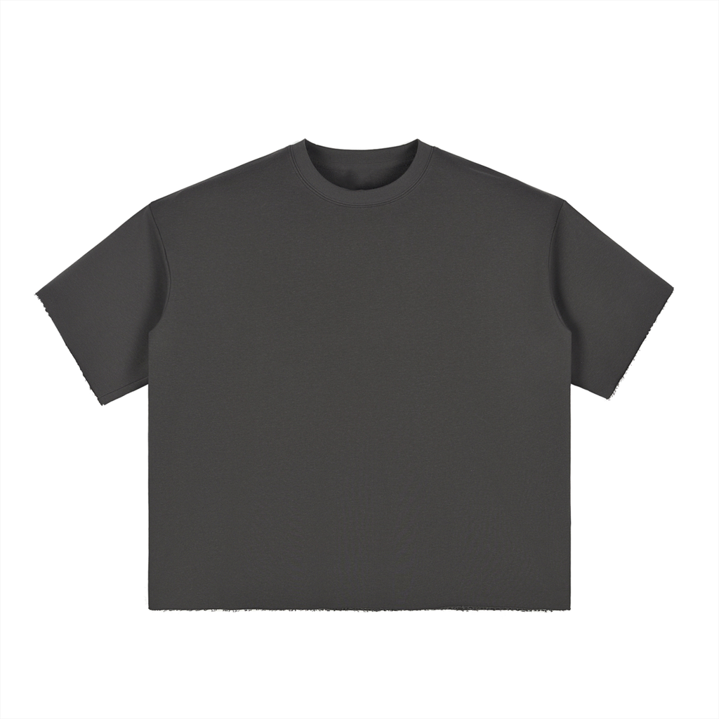 Boxy Half-Sleeve Raw-Edge T-Shirt