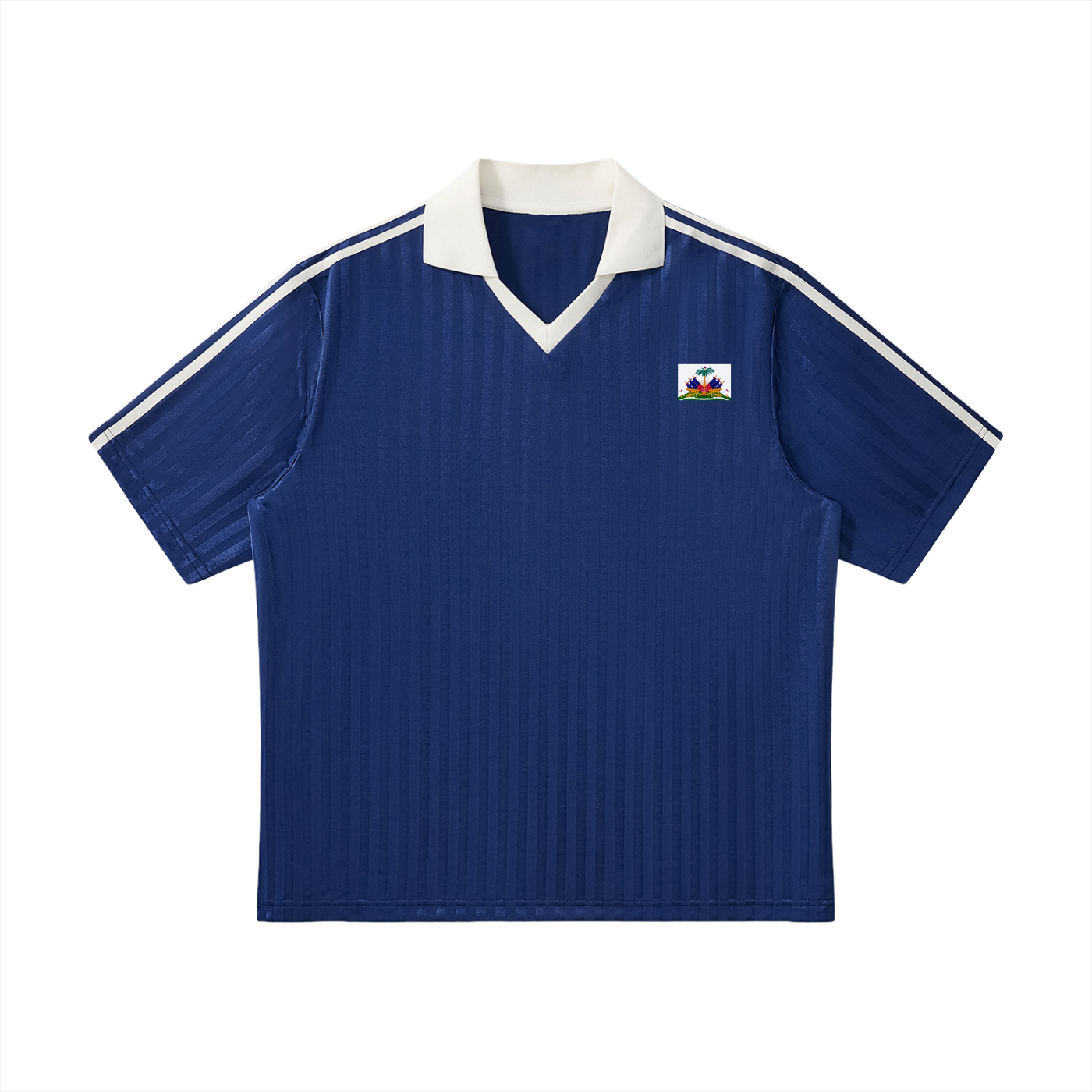 Contrast Collar Striped Soccer Jersey