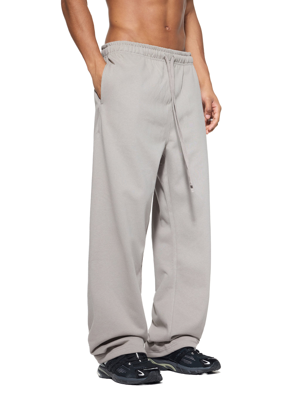 Solid Color Straight-Leg Sweatpants